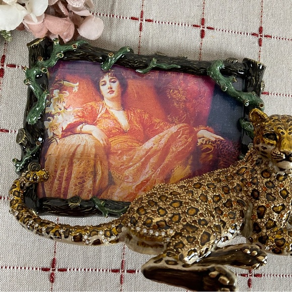Stunning! Large Jay Strongwater Enamel Swarovski Leopard Panther Picture Frame - Picture 11 of 13